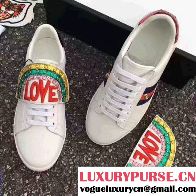 Gucci Ace Sneaker with Removable Patches Rainbow 2017 (LG-7061319 )