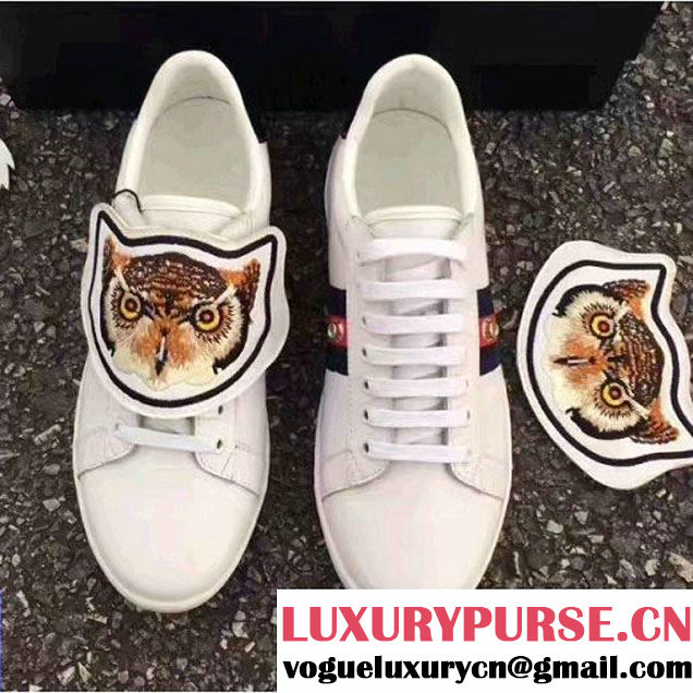 Gucci Ace Sneaker with Removable Patches Owl 2017 (LG-7061320 )