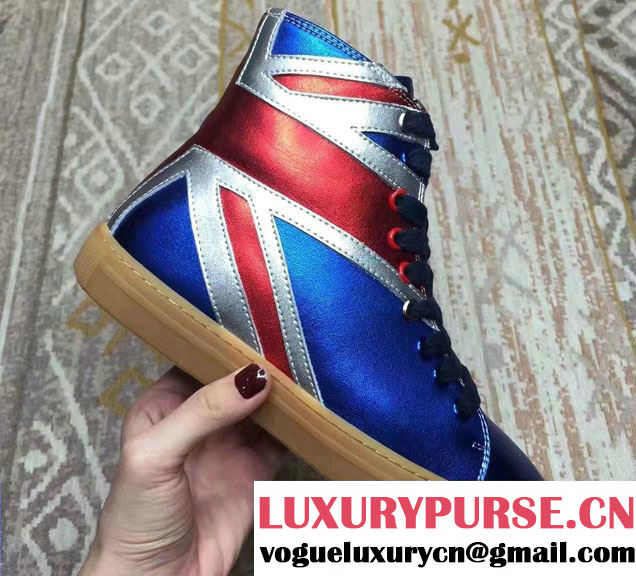 Gucci High-Top Lovers Sneakers 452353 Union Jack Runway 2016