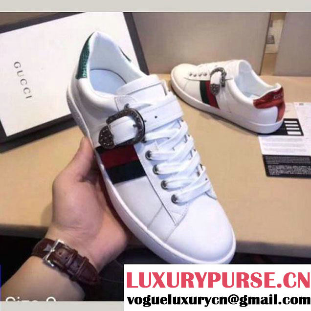 Gucci White Ace Sneaker with Buckle 2017 (7090455 )