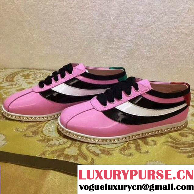 Gucci Falacer Patent Sneaker With Web Pink 2018 (GD1054-8022724 )