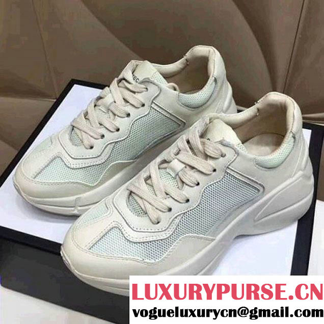 Gucci Leather & Noctilucent Vintage Sneaker For Men/Women White 2018 (GD1054-8022728 )