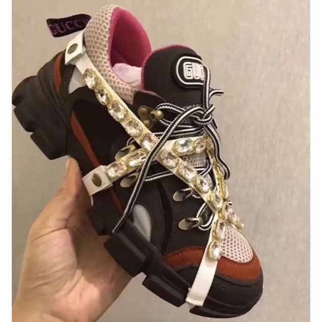 Gucci Chunky SEGA Sneakers 01 with Removable Criss-crossed Crystals FW 2018 Show