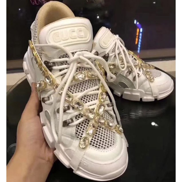 Gucci Chunky SEGA Sneakers 02 with Removable Criss-crossed Crystals FW 2018 Show