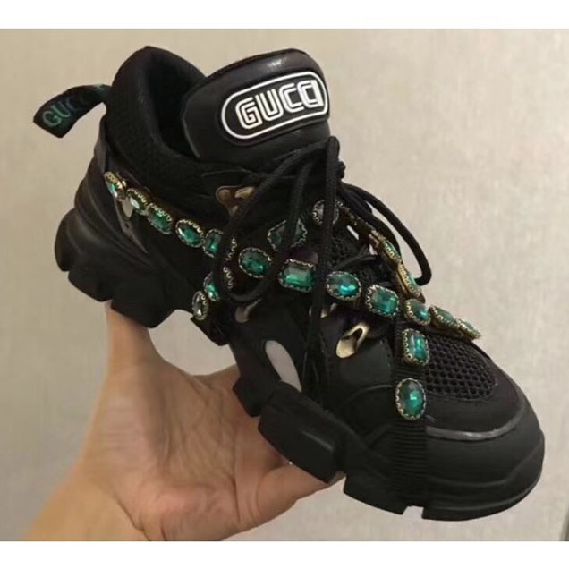 Gucci Chunky SEGA Sneakers 04 with Removable Criss-crossed Crystals FW 2018 Show