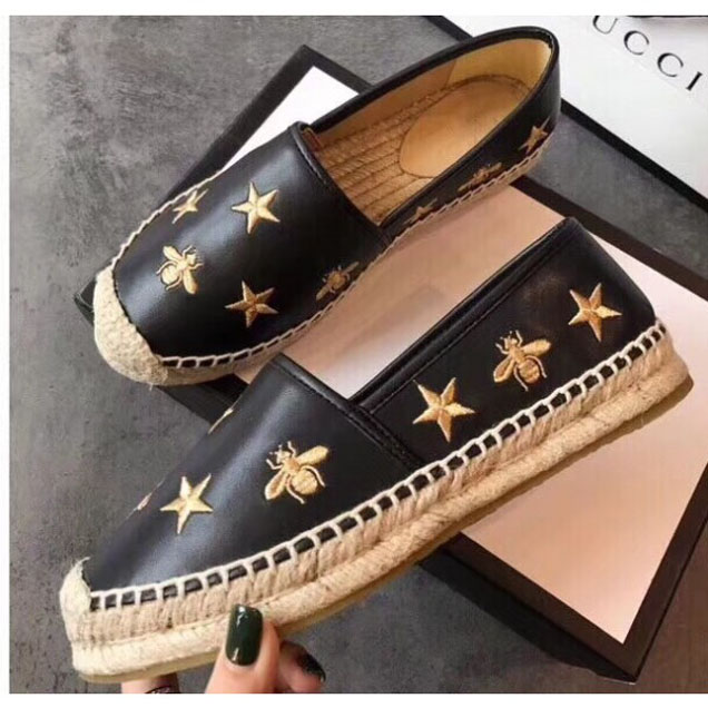 Gucci Golden Bee and Star Espadrilles Black 2018