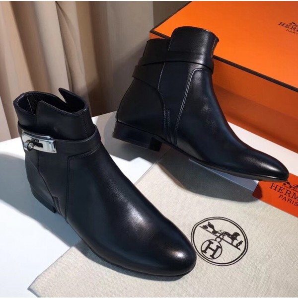 Hermes Calfskin Ankle Boot All Black 2018(Top) Collection