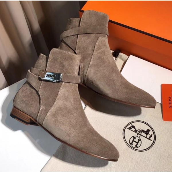 Hermes Suede Ankle Boot Grey 2018(Top) Collection