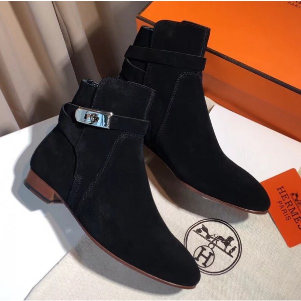 Hermes Suede Ankle Boot Black 2018(Top) Collection