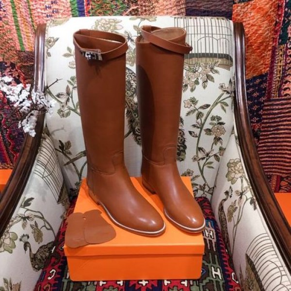 Hermes Kelly Riding Jumping Boots Calfskin Leather Fall/Winter 2018 Collection, Cognac