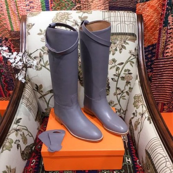 Hermes Kelly Riding Jumping Boots Calfskin Leather Fall/Winter 2018 Collection, Grey