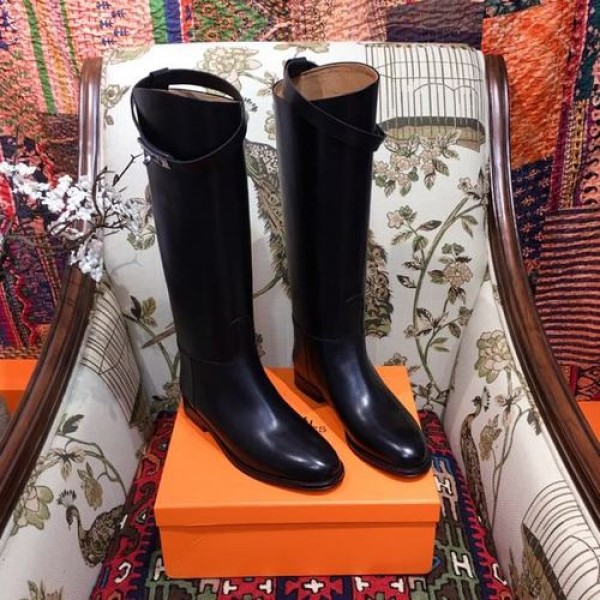 Hermes Kelly Riding Jumping Boots Calfskin Leather Fall/Winter 2018 Collection, Black