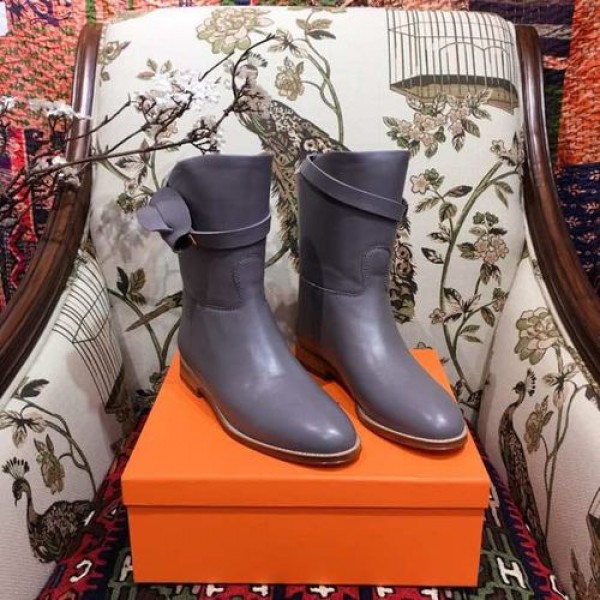 Hermes Kelly Riding Ankle Boots Calfskin Leather Fall/Winter 2018 Collection, Grey