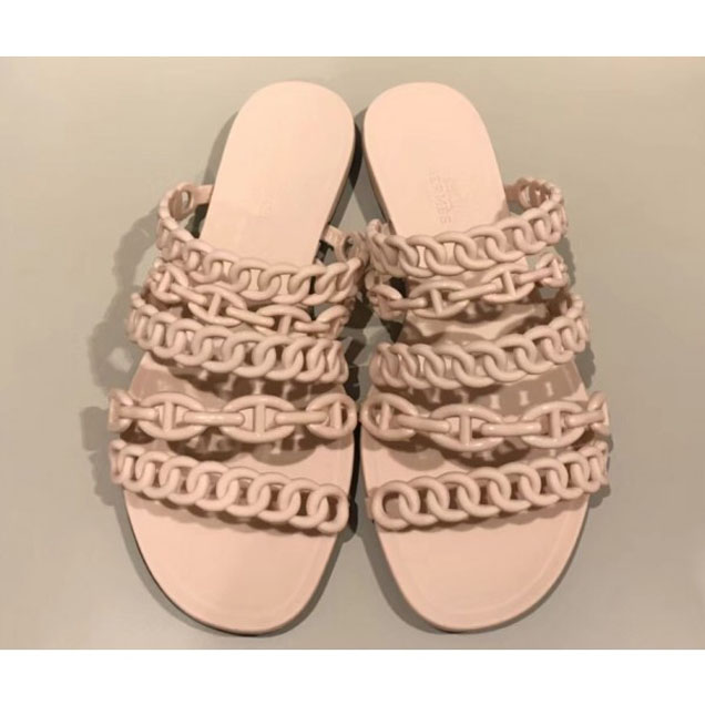 Hermes Chaine d'Ancre Pattern Nude Sandals Beige 2018