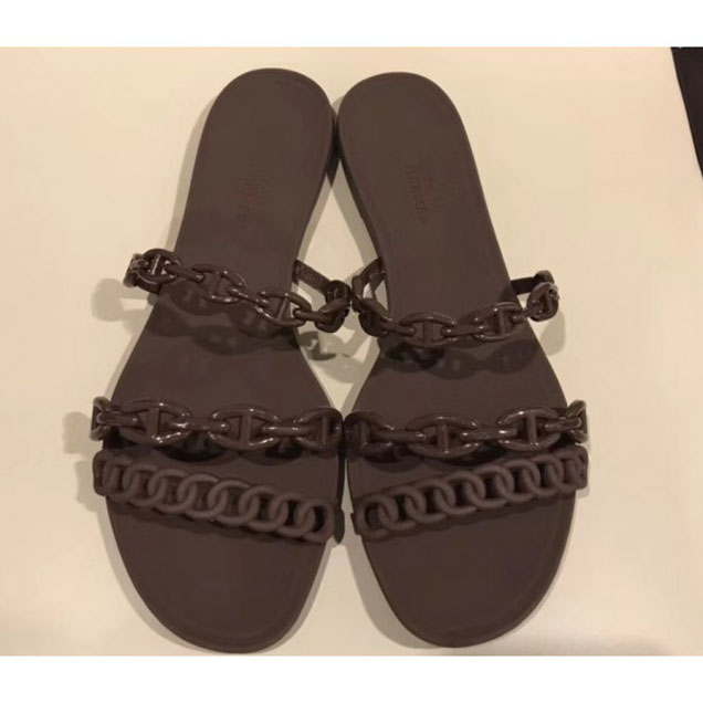 Hermes Chaine d'Ancre Pattern Rivage Sandals Coffee 2018