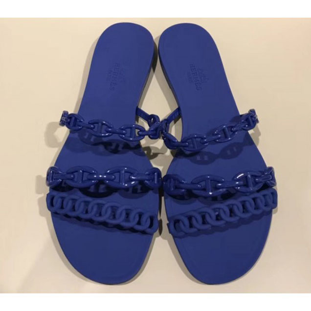 Hermes Chaine d'Ancre Pattern Rivage Sandals Blue 2018