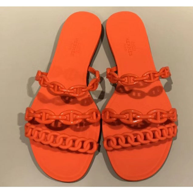 Hermes Chaine d'Ancre Pattern Rivage Sandals Orange 2018