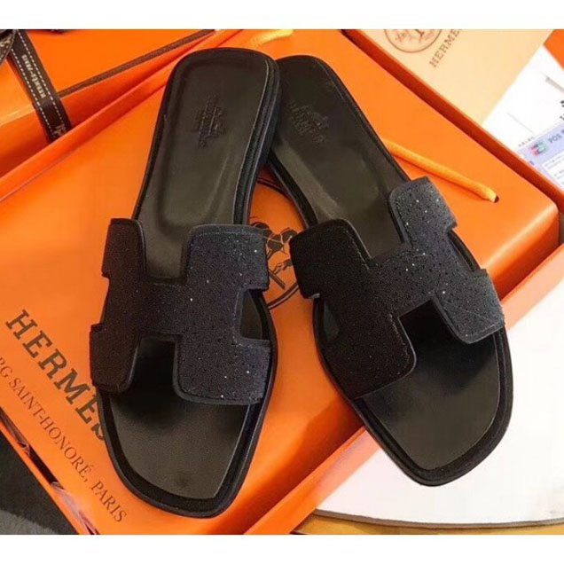 Hermes Crystal Oran Slipper Sandals 01