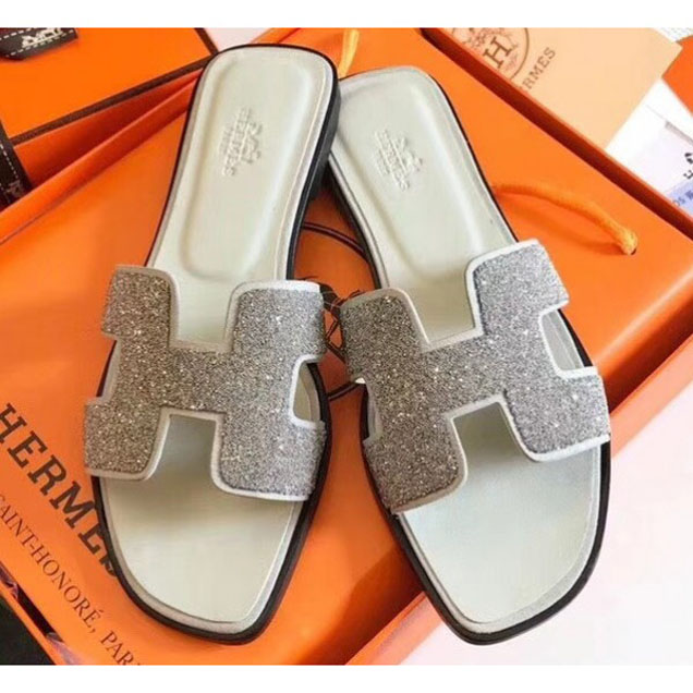 Hermes Crystal Oran Slipper Sandals 03