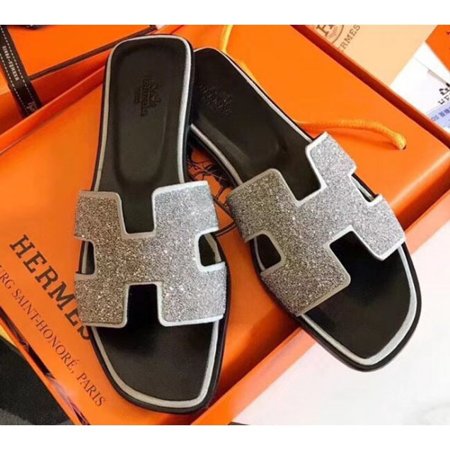 Hermes Crystal Oran Slipper Sandals 04