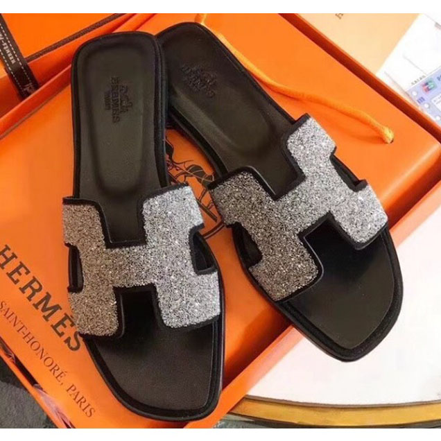 Hermes Crystal Oran Slipper Sandals 05