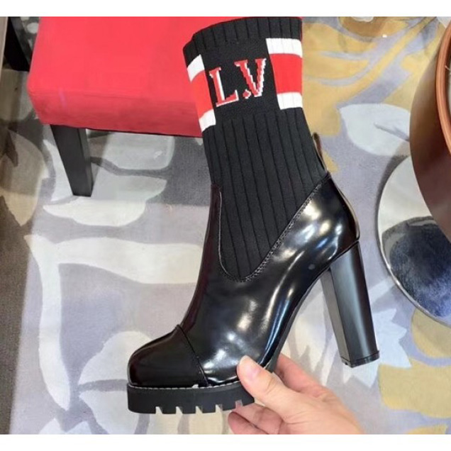 Louis Vuitton Heel 9.5cm Platform 2cm Star Trail Ankle Boots Bold Red And White Stripe And LV Initials 1A4FMH