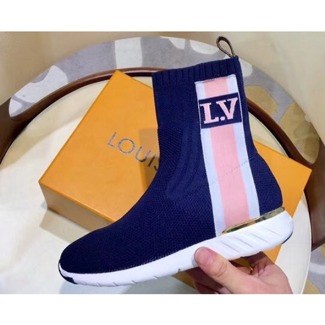 Louis Vuitton Aftergame Sneakers Boots Bold Stripe And LV Initials 1A4GLA Marine 2018