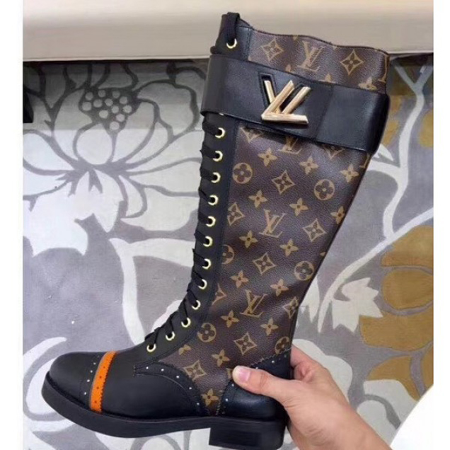 Louis Vuitton Logo Strap High Boots Monogram Canvas