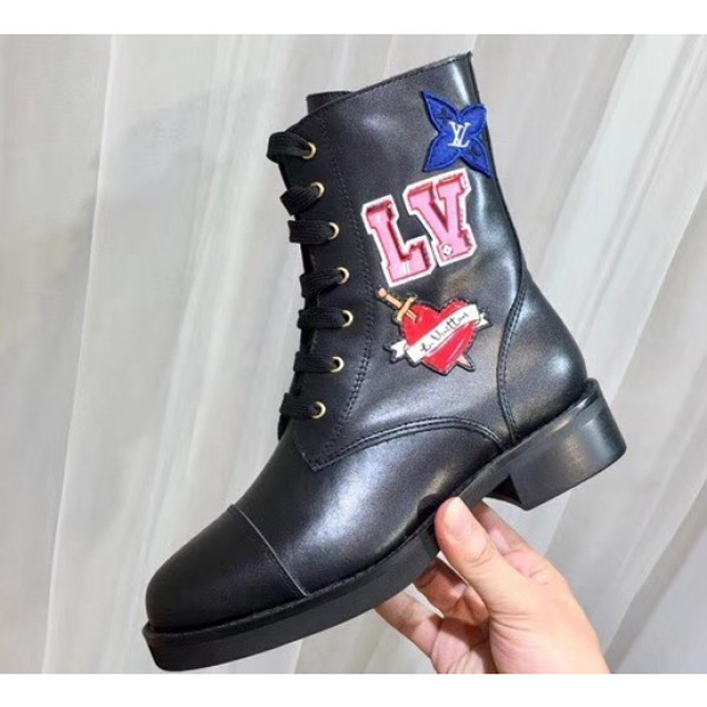 Louis Vuitton LV Black Heart Flat Ranger Boots 2018