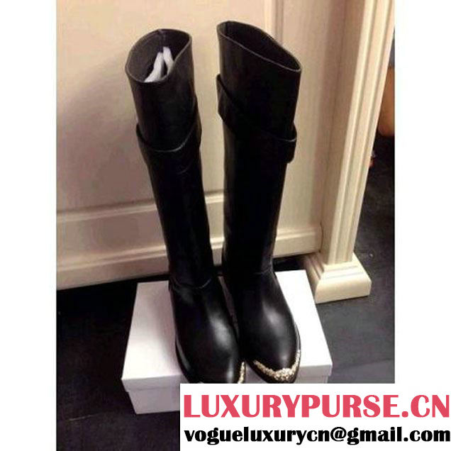 Louis Vuitton Metal Toe Black Calfskin High Boot (GD2023-1065 )