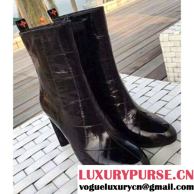 Louis Vuitton Eel Skin Splicing Ankle Boot Black 2015 (GD3020-110847 )