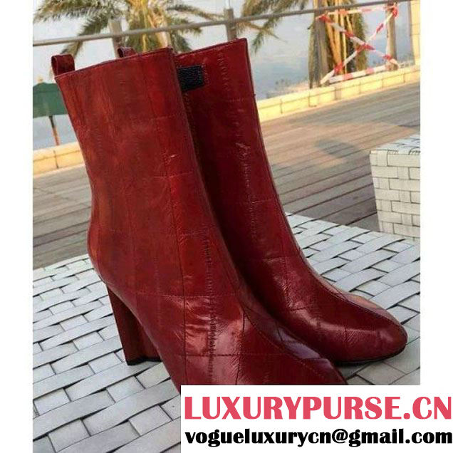 Louis Vuitton Eel Skin Splicing Ankle Boot Red 2015 (GD3020-110848 )