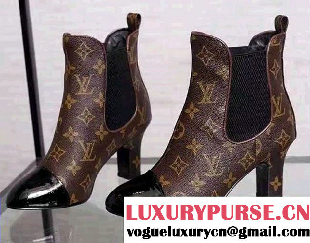 Louis Vuitton Heel 6cm Revival Ankle Boots 1A1C46 Patent Monogram Canvas 2016