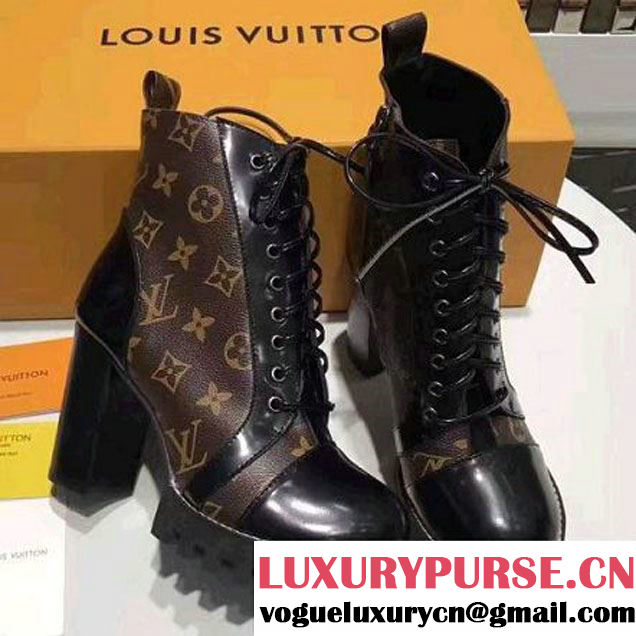 Louis Vuitton Star Trail Ankle Boot 1A2Y7U Black Leather/Monogram Canvas 2017 (GD5023-7080722 )