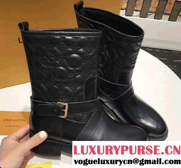 Louis Vuitton Roadgame Half Boots 1A2XSQ Monogram Flower Black 2017