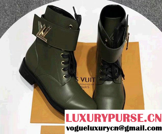 Louis Vuitton Heel 3.5cm Platform 1.5cm Wonderland Ranger Ankle Boots 1A1IY6 Olive Green 2017