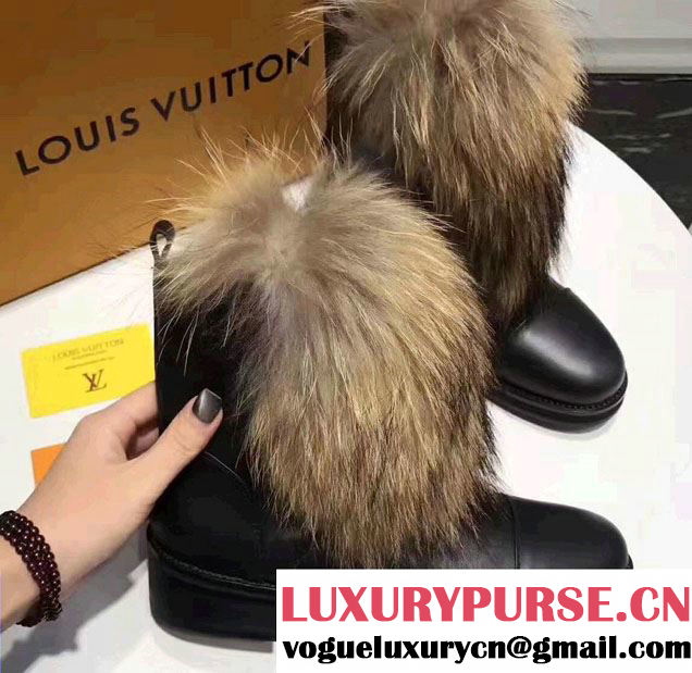 Louis Vuitton Heel 3.5cm Platform 1.5cm Fur Boots Black 2017