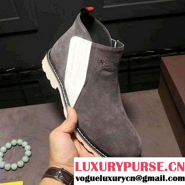 Louis Vuitton Suede Boots For Men Gray (Shoe-7112405 )