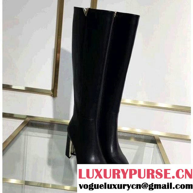 Louis Vuitton Black Calfskin Upper East High Boot (LG-8030106 )