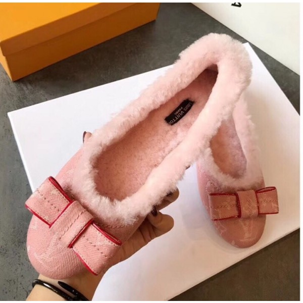 Louis Vuitton Wool Monogram Flat Ballerina with Bow Pink 2018