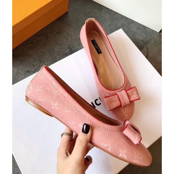 Louis Vuitton Monogram Flat Ballerina with Bow Pink 2018