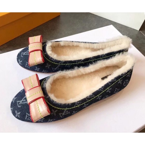 Louis Vuitton Wool Monogram Flat Ballerina with Bow Blue 2018