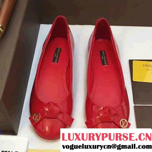 Louis Vuitton Tie Patent Calfskin Flat Ballerina Red (GD2083-6102007 )