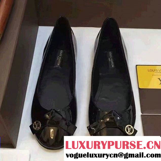 Louis Vuitton Tie Patent Calfskin Flat Ballerina Black (GD2083-6102008 )