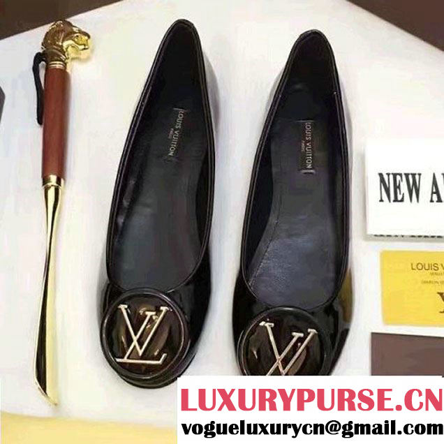 Louis Vuitton LV Logo Patent Calfskin Flat Ballerina Black (GD2083-6102012 )