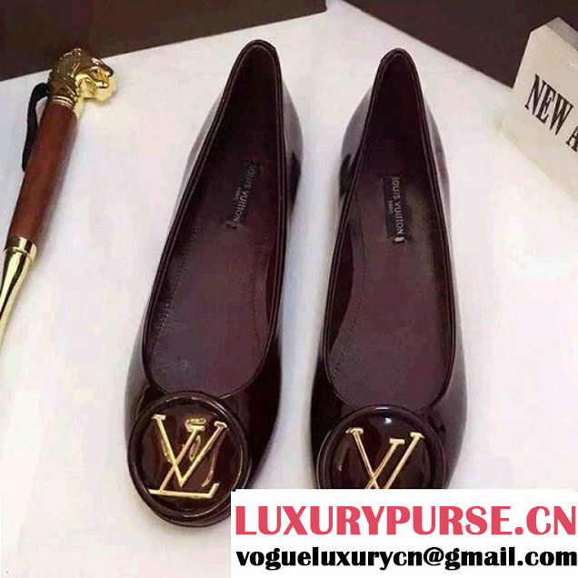 Louis Vuitton LV Logo Patent Calfskin Flat Ballerina Burgundy (GD2083-6102013 )