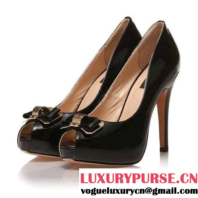 Louis Vuttion patent calfskin peep-toe pump (GD4002-011908 )