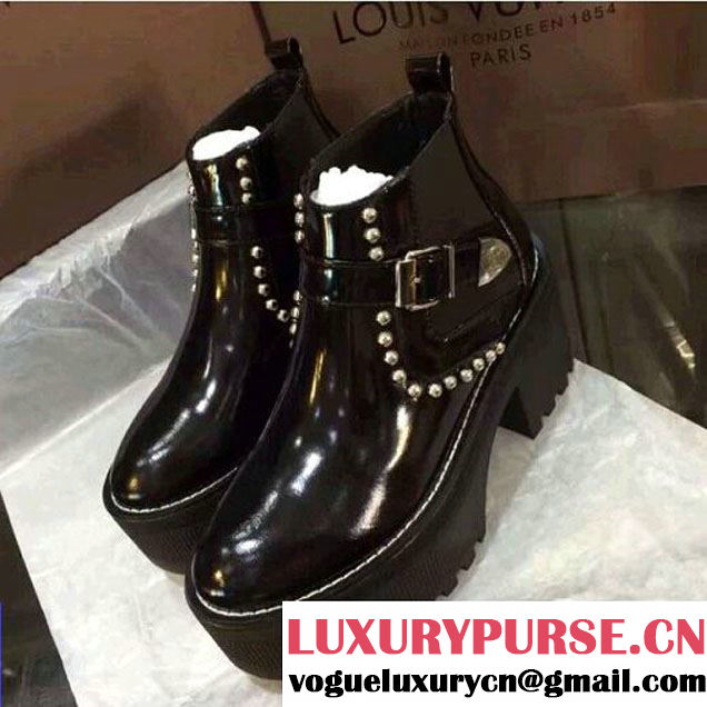 Louis Vuitton Fighter Platform Ankle Boots 1A1YOY Black 2016 (lv-6100605 )