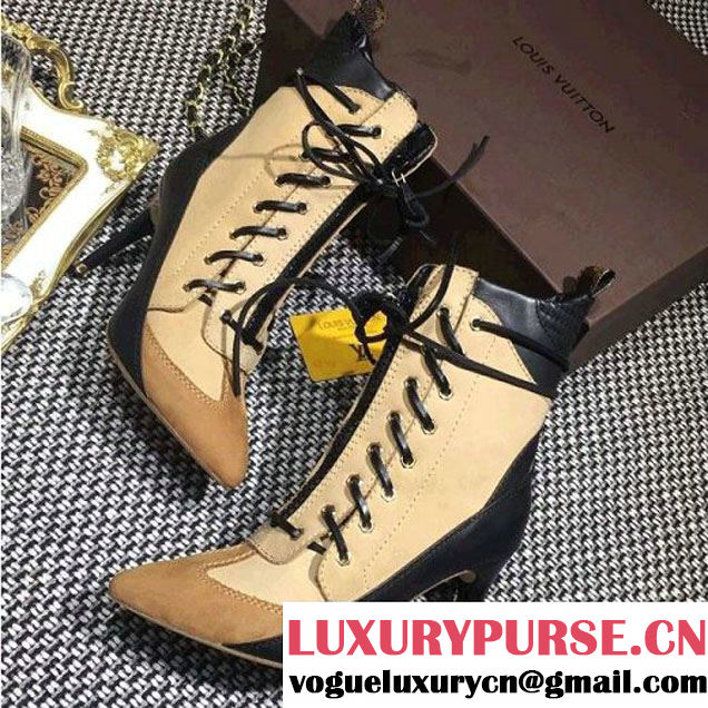 Louis Vuitton Heel 8.5cm Laureate Half Boots 1A1YNW Beige 2016 (SZ2029-6102716 )