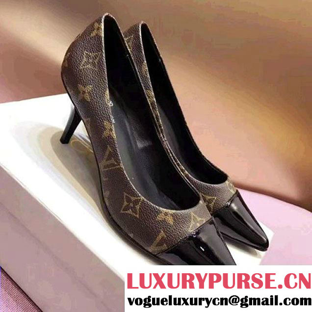 Louis Vuitton Cherie Pump In Monogram Canvas & Black Patent Leather 1A2938 2017 (GD2057-7041410 )